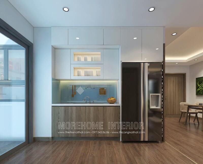 Thiết kế nội thất tủ bếp âm tường đầy ấn tượng cho không gian nhà nhỏ